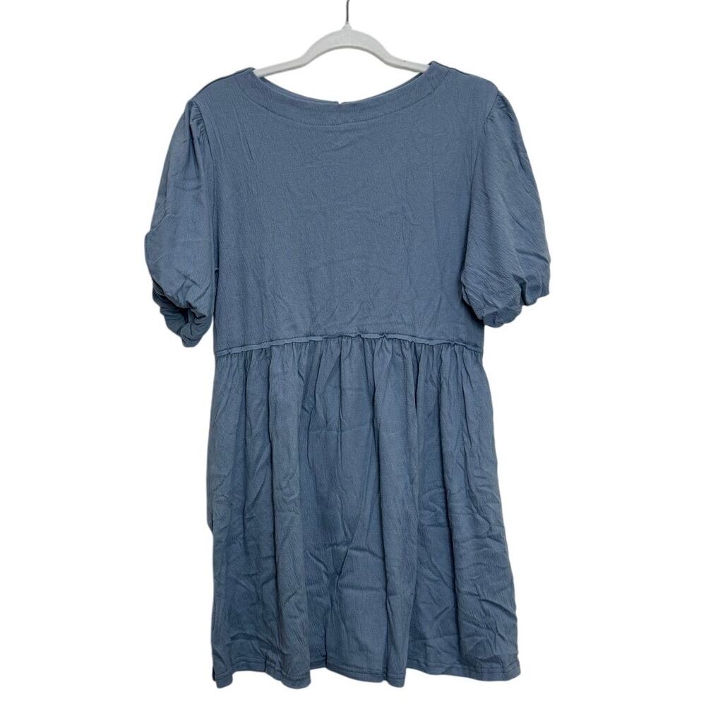 NWOT Women's Casual Babydoll Summer Dress Flowy Boho 90s Retro Large Blue